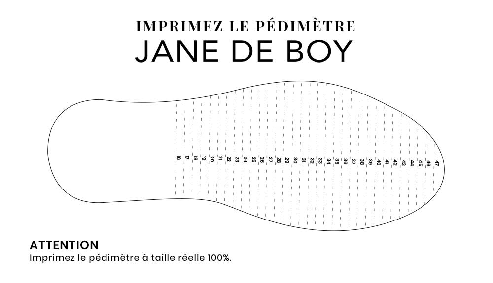 Imprimer le pedimetre Jane de Boy